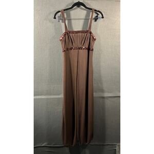 y2k women milkmaid midi dress small sheer forest fairy chocolate brown sequin